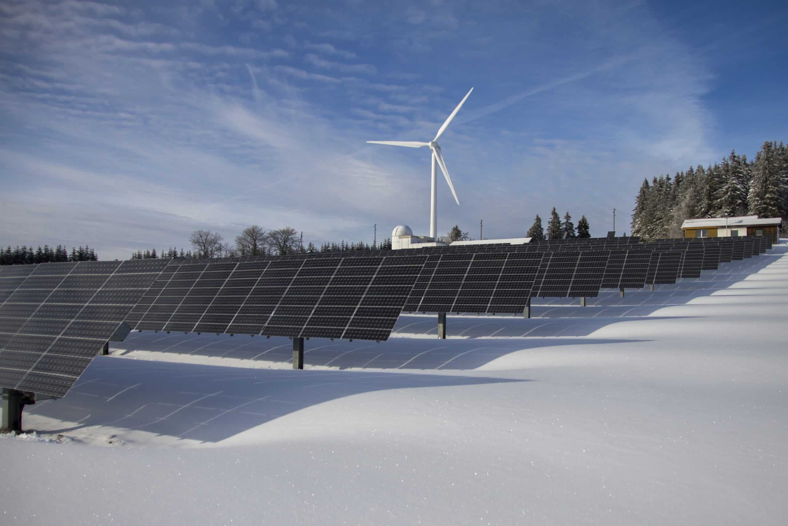 black solar panel farm