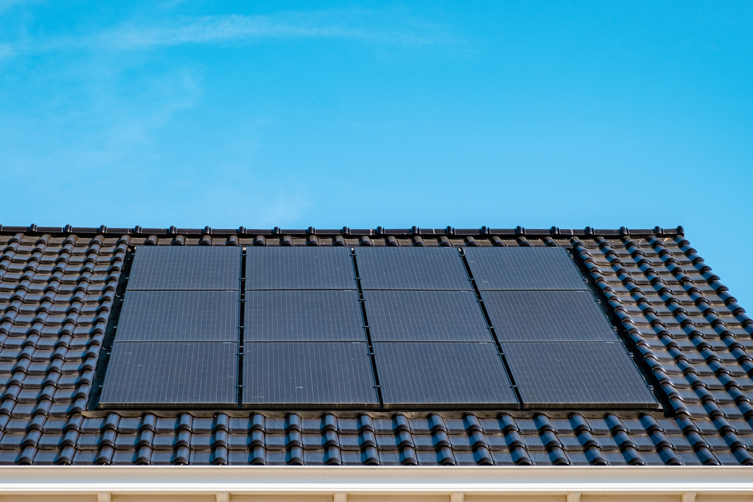 black solar panels on a roof