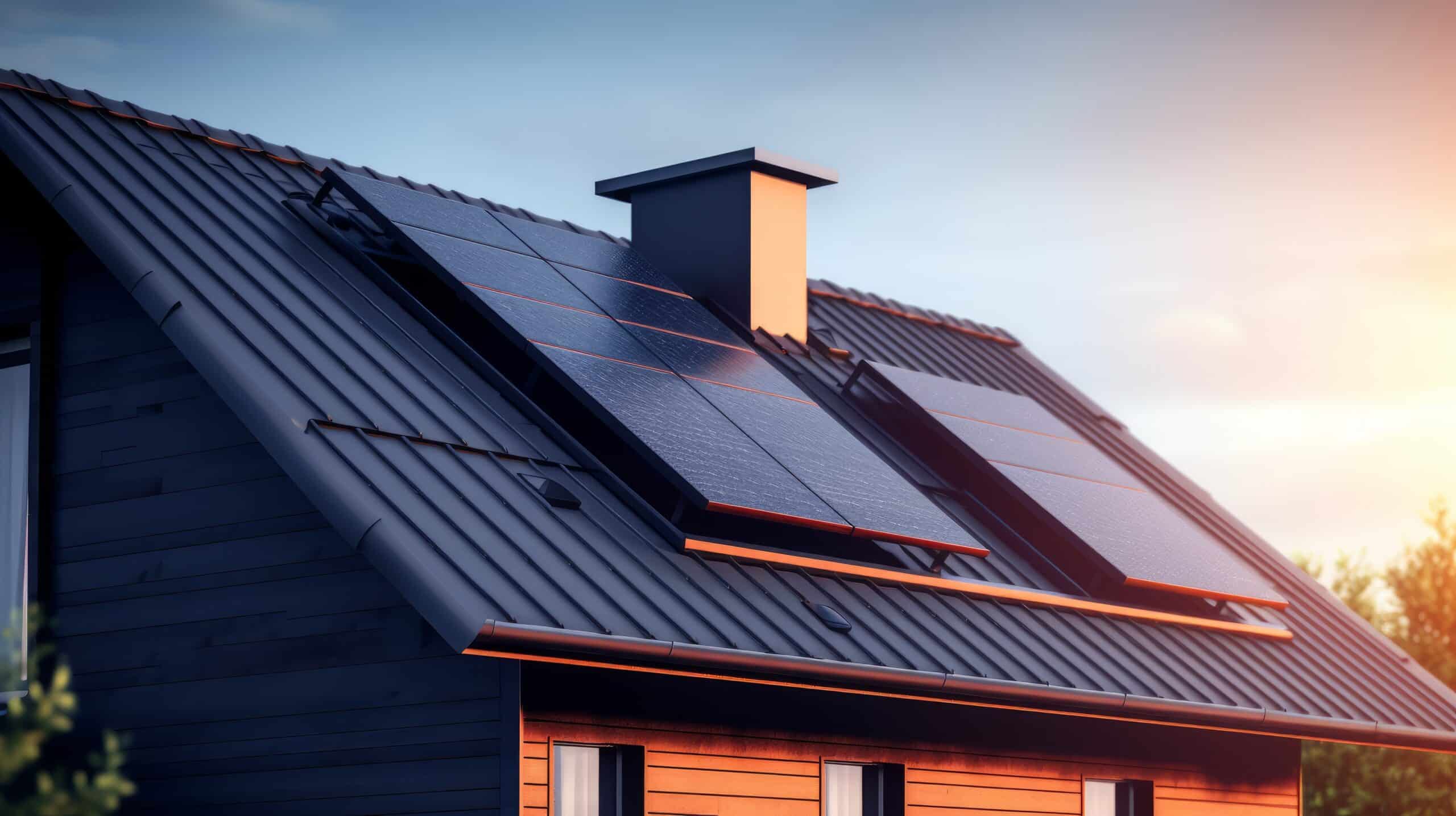 black solar panels installed on a house
